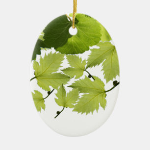Grape Vine Green Leaves Ceramic Ornament