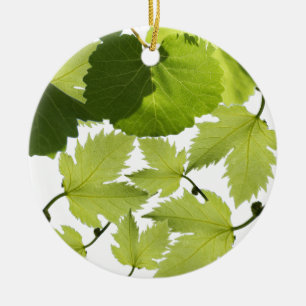 Grape Vine Green Leaves Ceramic Ornament