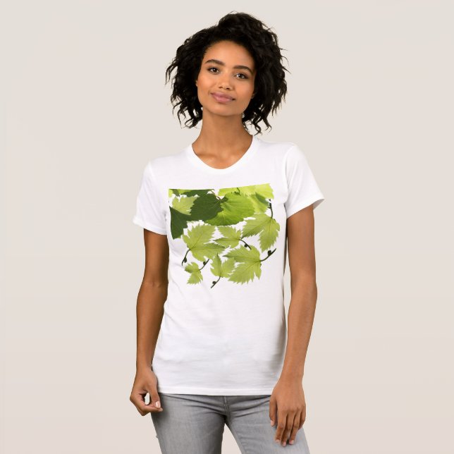 Grape Vine Green Leaves T-Shirt (Front Full)