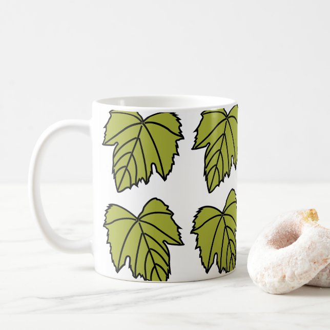 Grape Vine Green Leaves Vines Coffee Mug (With Donut)