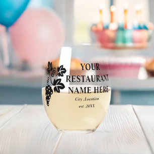 Grape Vine  Restaurant Business Stemless Wine Glass