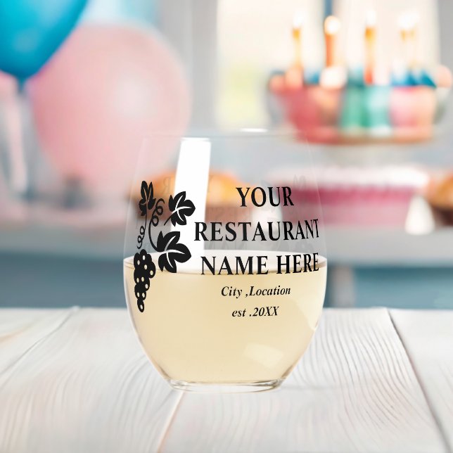 Grape Vine  Restaurant Business Stemless Wine Glass (Insitu (Baby Shower))
