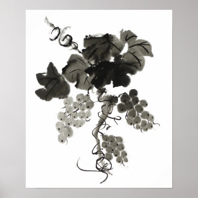 Grape Vine, Sumi-e Poster (Front)