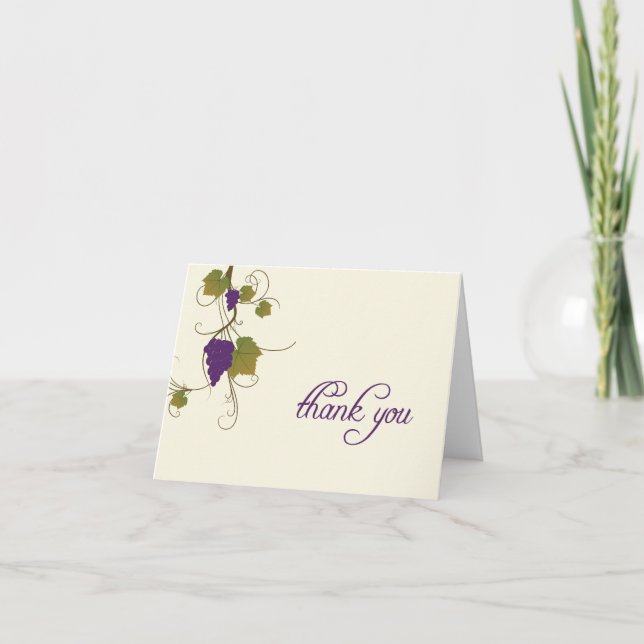 Grape Vine Thank You Note Card (Front)