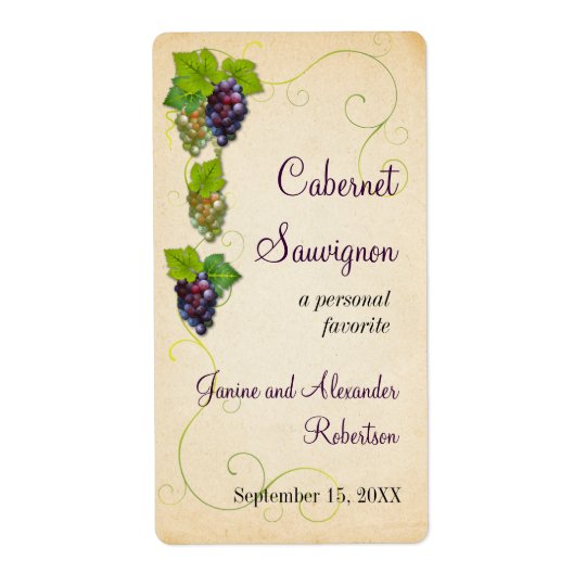 Grape Vine Wine Bottle Shipping Label
