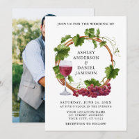 Grape Vines Watercolor Wreath Photo Wedding