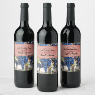 Grape Vines & Wine Stain 50th Birthday Wine Label