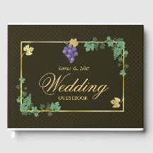 Grape Vines with Gold Frame Wedding Guest Book