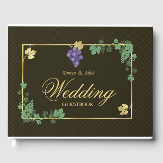 Grape Vines with Gold Frame Wedding Guest Book