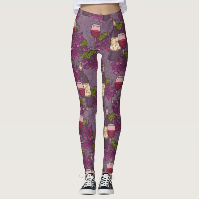 Grape Wine Pattern Leggings (Front)