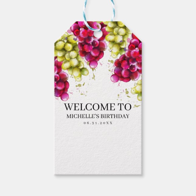 Grape Wine Tasting Gift Tags (Front)