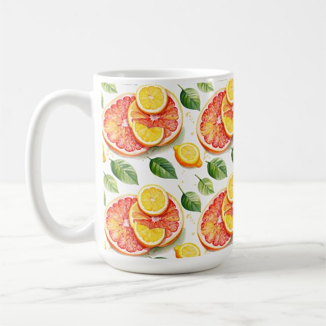 Grapefruit and Lemons Summer Vibes Coffee Mug (Left)