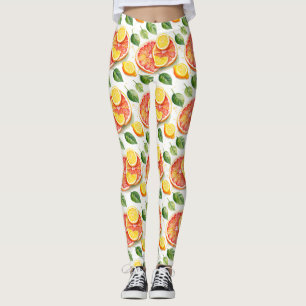 Grapefruit and Lemons Watercolor Citrus  Leggings