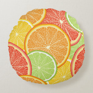 Grapefruit and orange abstract background. round pillow