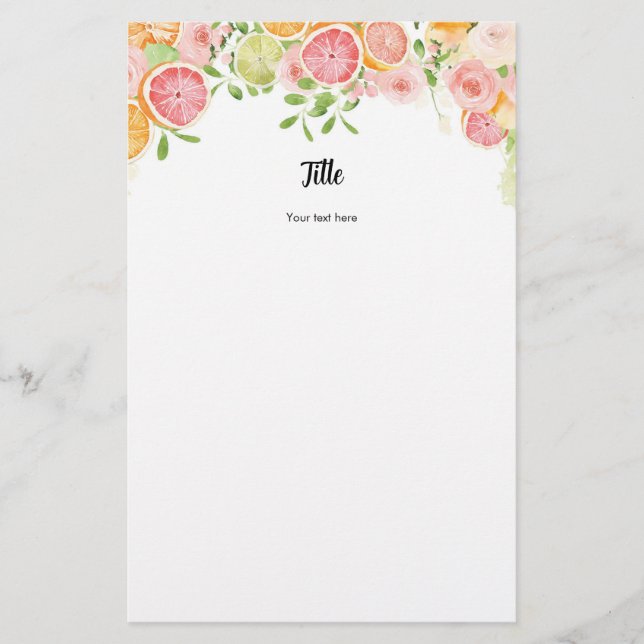 Grapefruit Citrus Bridal Shower Personalized Games (Front)