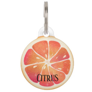 Grapefruit Citrus Fruit Personalized Pet Tag