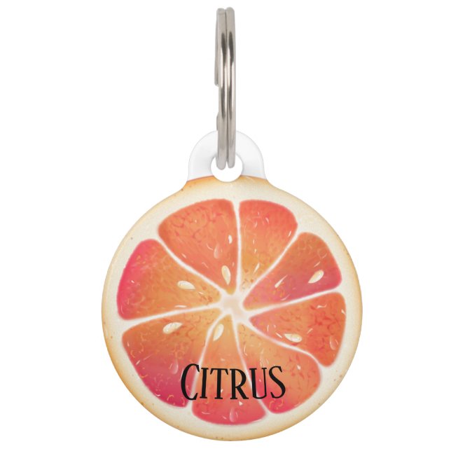 Grapefruit Citrus Fruit Personalized Pet Tag (Front)