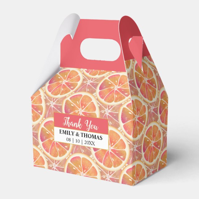 Grapefruit Citrus Fruit Slice | Cocktail Party Favor Box (Front Side)