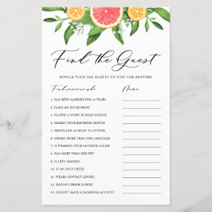 Grapefruit Find the Guest Bridal Shower Game