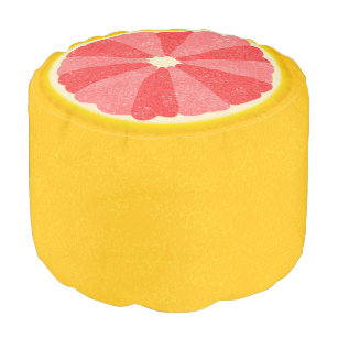 Grapefruit Fruit Sliced Whimsical Novelty Summer Pouf