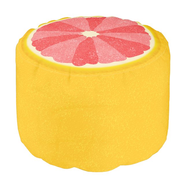 Grapefruit Fruit Sliced Whimsical Novelty Summer Pouf (Angled Front)