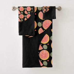 Grapefruit Garden Greenery Fruit Citrus Orange Bath Towel Set
