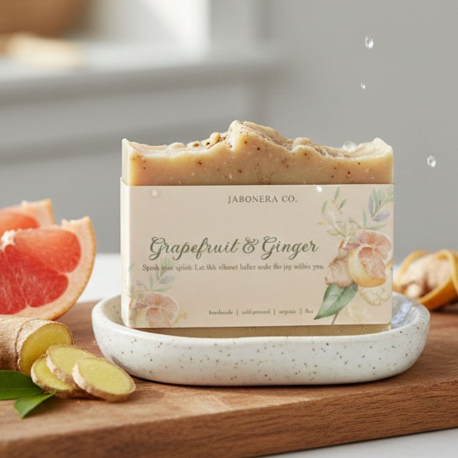 Grapefruit Ginger Handmade Soap Label Sticker (Créateur téléchargé)