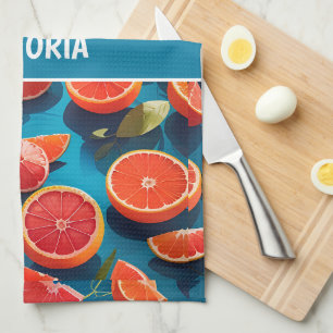 Grapefruit juicy Rainbow Custom Pattern Kitchen Towel