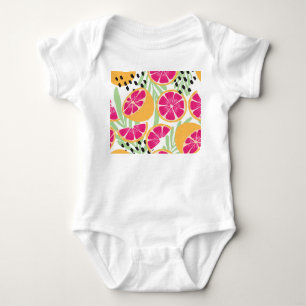 Grapefruit & Leaves: Tropical Vintage Baby Bodysuit