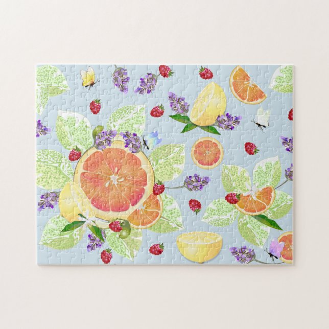 Grapefruit Lemon Orange Raspberry Citrus Fruit Jigsaw Puzzle (Horizontal)