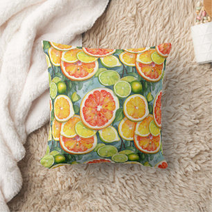 Grapefruit, Lemons, Limes and Oranges Citrus Throw Pillow