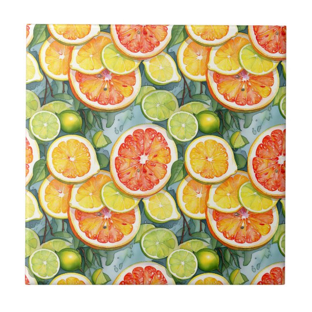 Grapefruit, Lemons, Limes and Oranges Citrus Tile (Front)