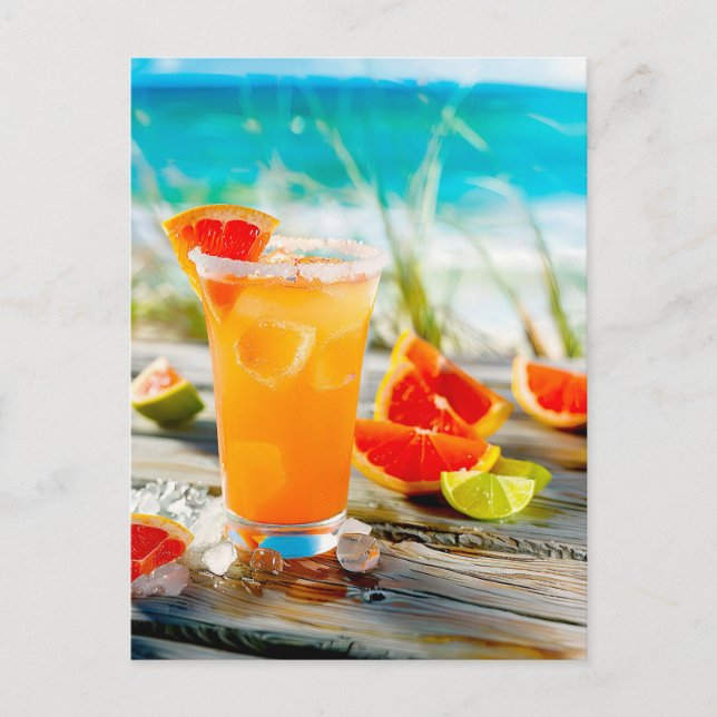 Grapefruit Margarita – Beach Drink Holiday Postcard (Front)
