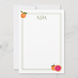 Grapefruit Monogram Stationery Invitation