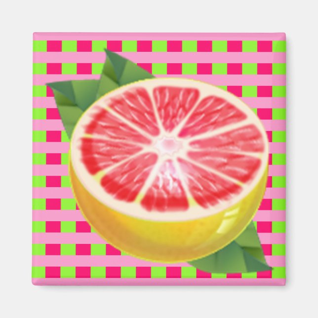Grapefruit Plaid Magnet (Front)