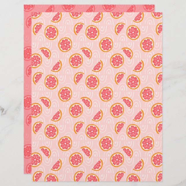 Grapefruit Scrapbook Paper (Front/Back)