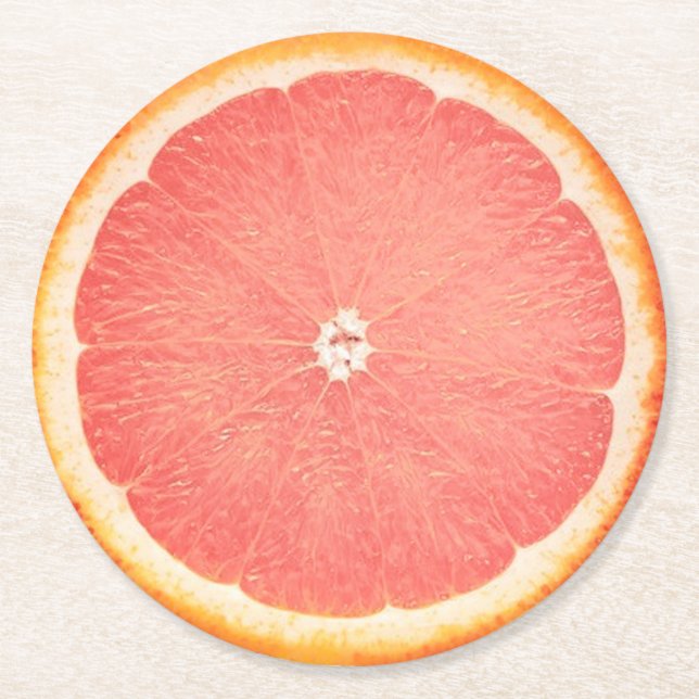 Grapefruit Slice Round Paper Coaster (Front)