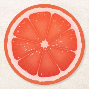 Grapefruit Slice  Round Paper Coaster