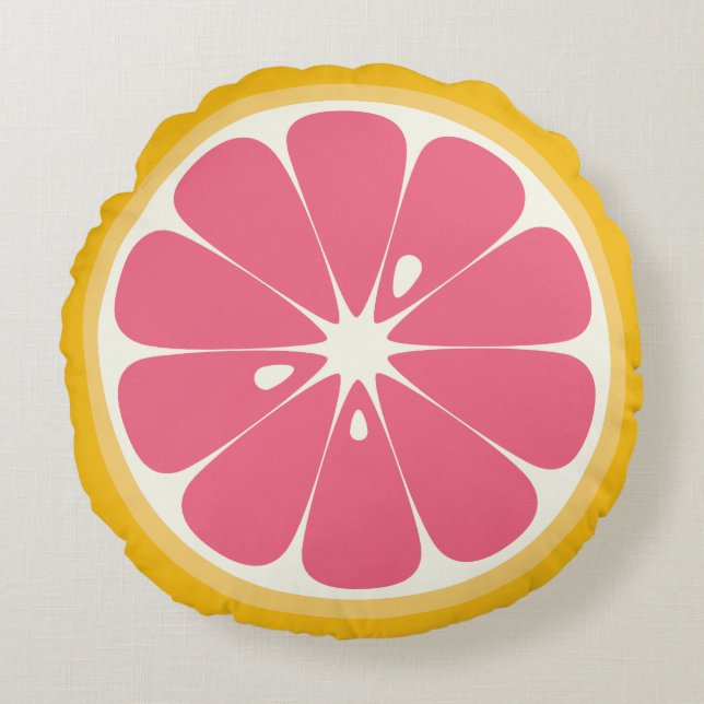Grapefruit Slice Round Pillow (Front)