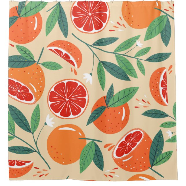 Grapefruit slices, modern seamless pattern. (Front)
