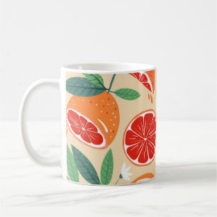 Grapefruit slices, modern seamless pattern. coffee mug