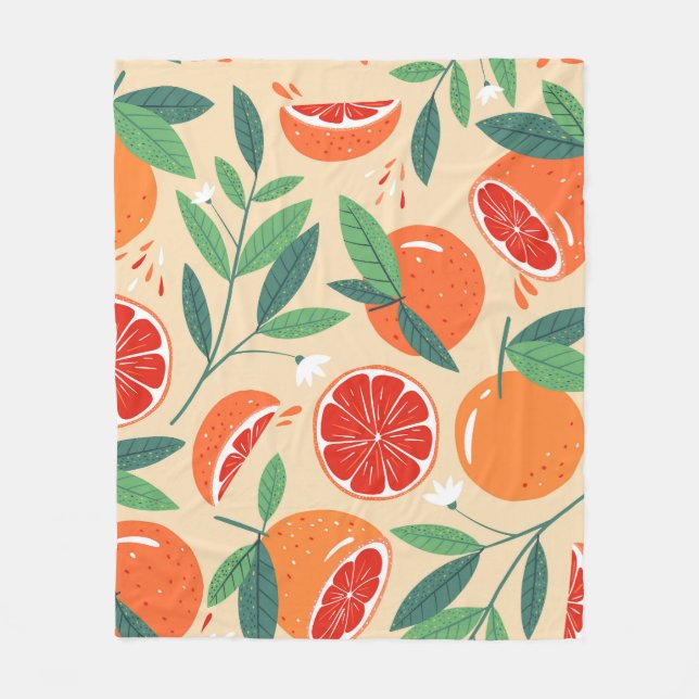 Grapefruit slices, modern seamless pattern. fleece blanket (Front)