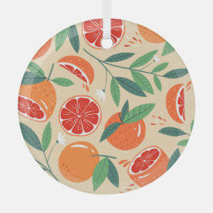 Grapefruit slices, modern seamless pattern. glass ornament