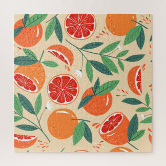 Grapefruit slices, modern seamless pattern. jigsaw puzzle