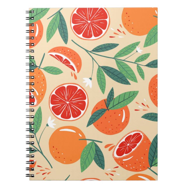 Grapefruit slices, modern seamless pattern. notebook (Front)