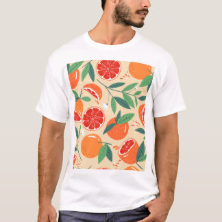 Grapefruit slices, modern seamless pattern. T-Shirt