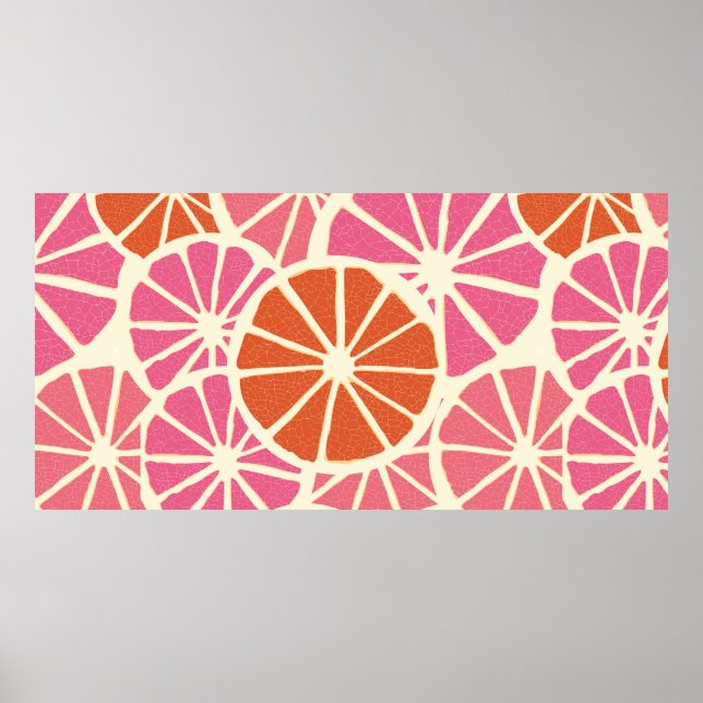 Grapefruit slices seamless pattern,fresh citrus ba poster (Front)
