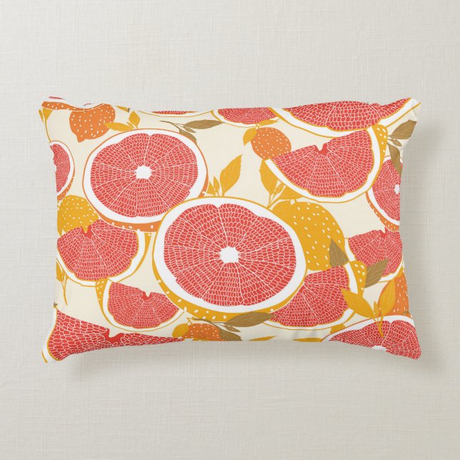 Grapefruit Slices with Leaves Accent Pillow (Front)