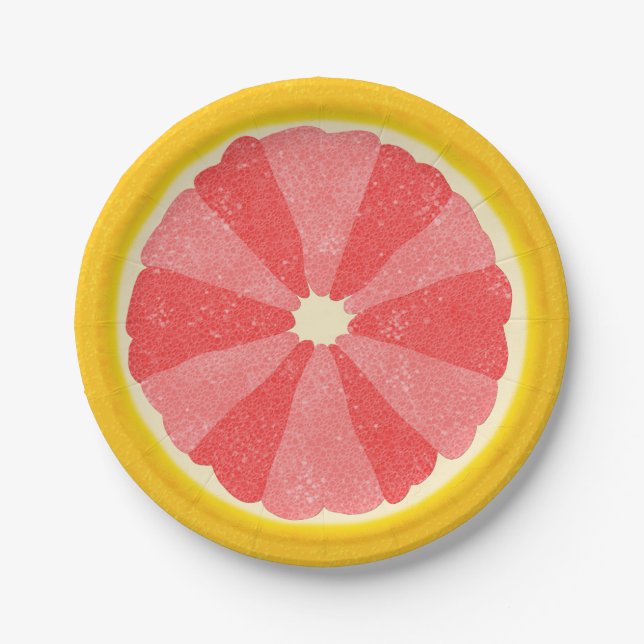 Grapefruit Summer Party Fruit Slice Paper Plate (Front)