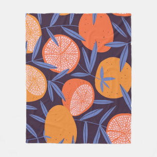 Grapefruit Vintage, Tropical Fruit Pattern. Fleece Blanket